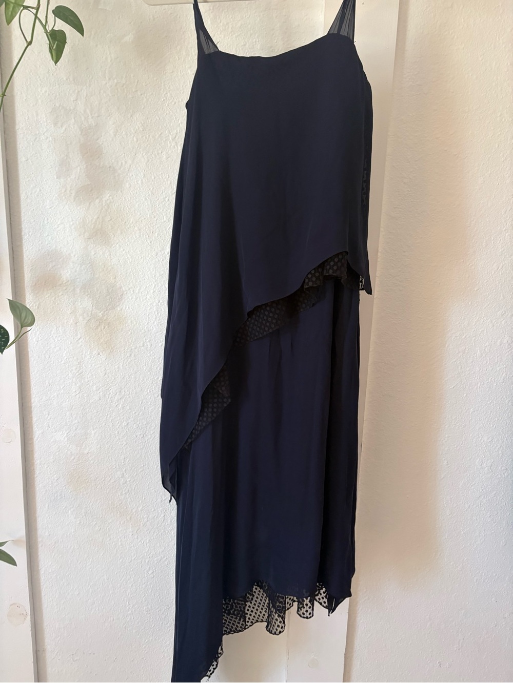 Rachel Comey Navy Asymmetrical Layered Slip Dress